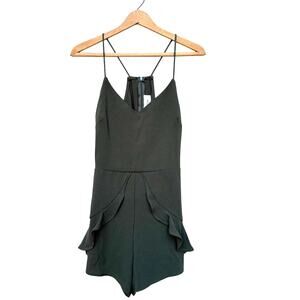 Bacio Olive Green Ruffle Romper - Size M